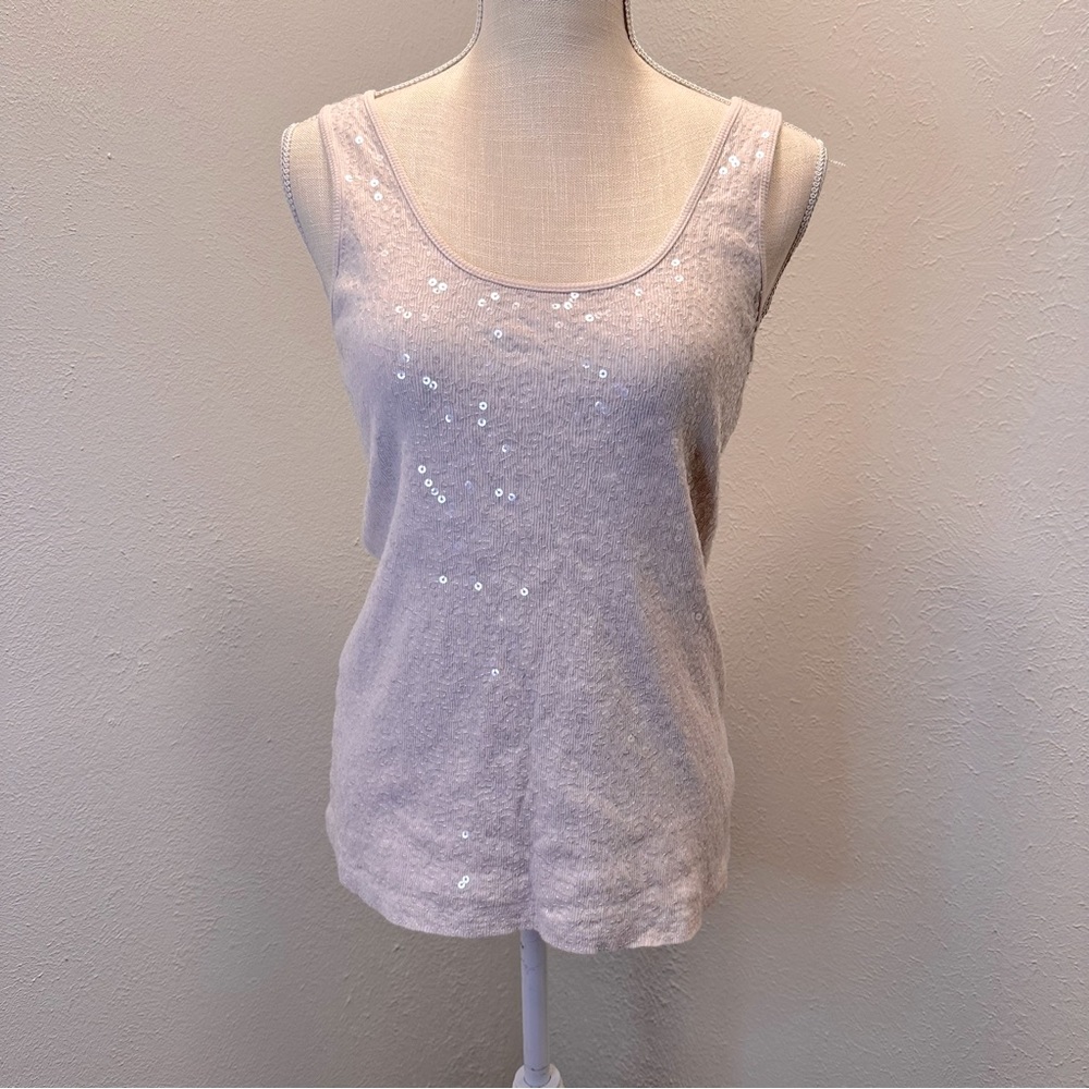 Light cream colored tank with clear sequins